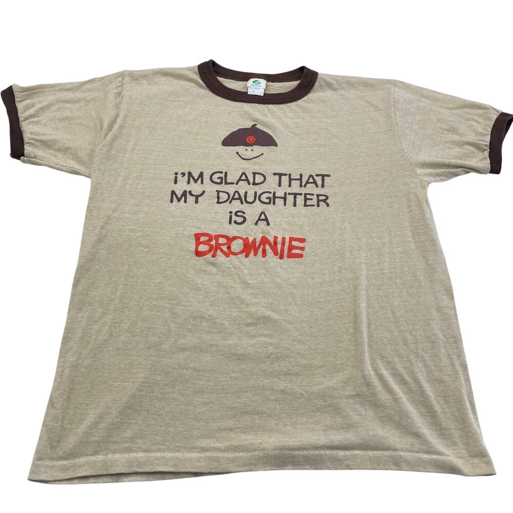 Vintage Girl Scouts Adult Ringer Tee, Size XL, I'm Glad My Daughter is a Brownie